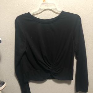 Black long sleeve mid crop top